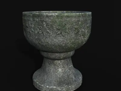old stone cup game asset  Low-poly 3D model