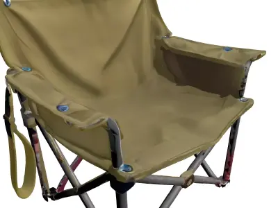 Distressed Foldable Camping Chair Low-poly 3D model
