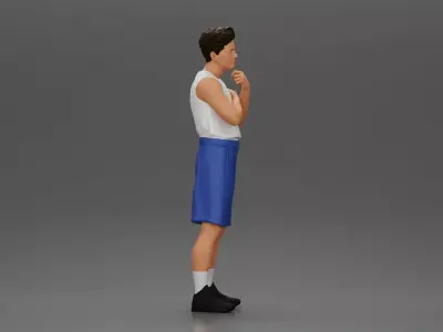 man stands in athletic gear pondering ideas with steady focus 3D print model