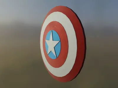 Captain America Shield Low-poly 3D model