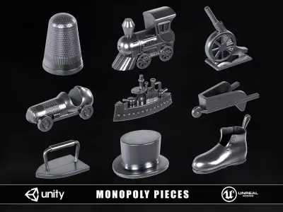 Monopoly Pieces 3D Model Pack