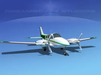 Beechcraft B55 Baron V09 3D model