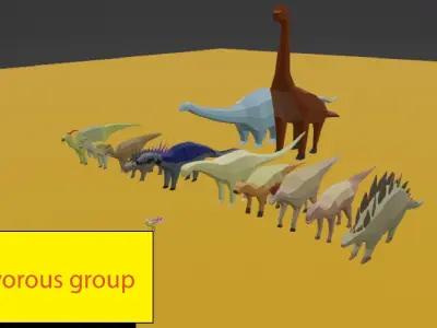 Ugly Dinosaur Pack Low-poly 3D model