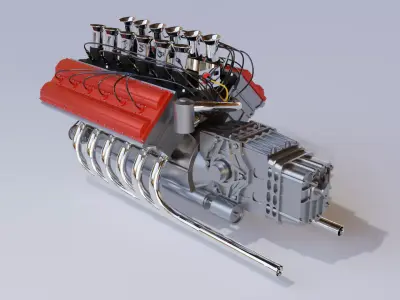 V12 car engine 3D model 3D model