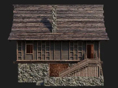 Old Medieval House Building 4K Textures GameReady 105 Low-poly 3D model