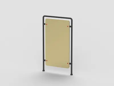 Blank vertical street billboard 3D model