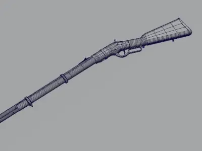 Shotgun rifle with wooden handle Low-poly 3D model
