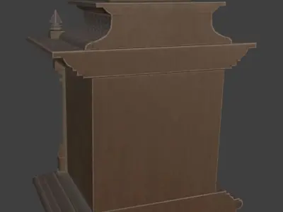 Antique table clock Low-poly 3D model