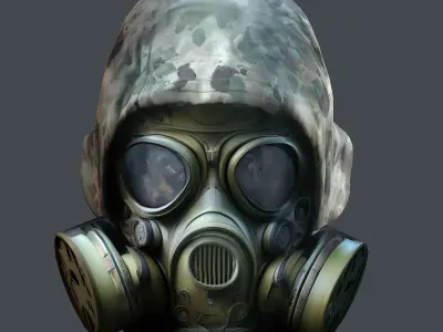 Gas mask helmet 3d model military combat Low-poly 3D model Low-poly 3D model order