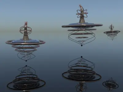 Castle-island made of metal and glass 3D model