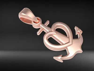Heart Anchor Pendant 3D print model