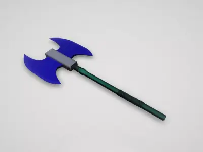 Game asset Vibrant Blue Dual-Headed Axe 3D model