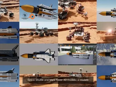 Space Shuttle and Mars Rover 3D models 3D Model Pack