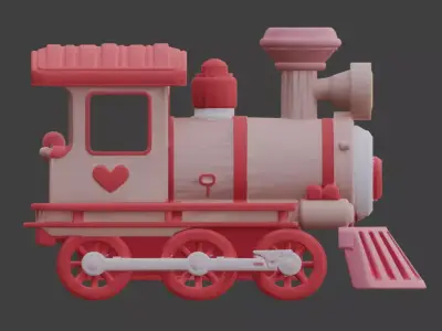 Stylized 3D Valentine Train Model Low-poly 3D model
