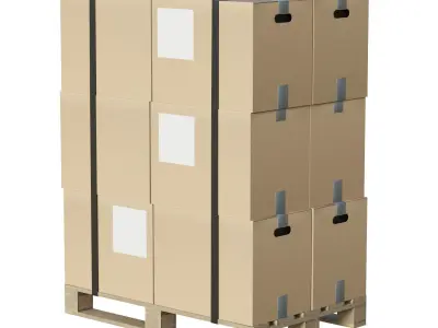 Cardboard Boxes On Pallet Low-poly 3D model