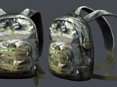 Backpack military combat Black baggage bag luggage Low-poly 3D model
