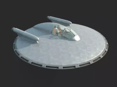 Future science fiction disc-shaped spacecraft 3D model