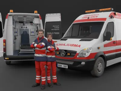 Paramedic Teams Rigged 3D model