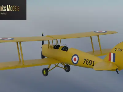 Tiger Moth Low-poly 3D model