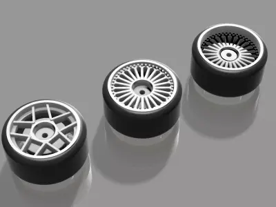 WEDS 3 pack wheels in HW scale 3D print model