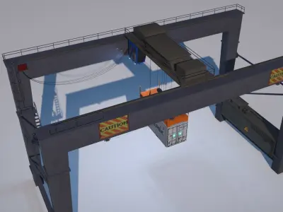 RTG Gantry  Port Crane Low poly Low-poly 3D model