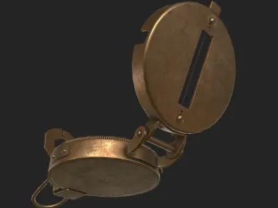 Low Poly Old Metal Compass Low-poly 3D model