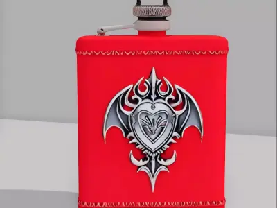Flask Vamp Red Low-poly 3D model