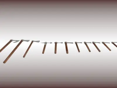 Battle-axe set three axes Low-poly 3D model