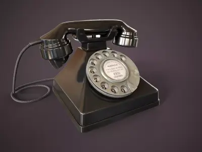 Vintage Rotary Phone Low-poly 3D model