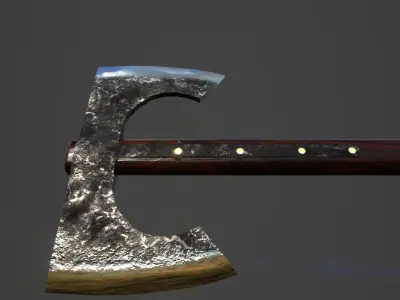 Double bearded axe Low-poly 3D model