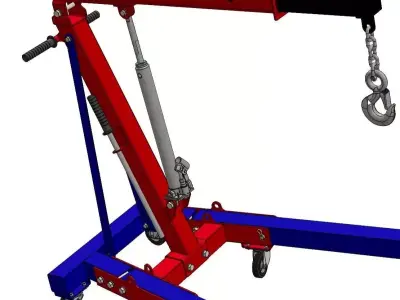  Hydraulic Engine Hoist Workshop Crane with Wheels 3D model