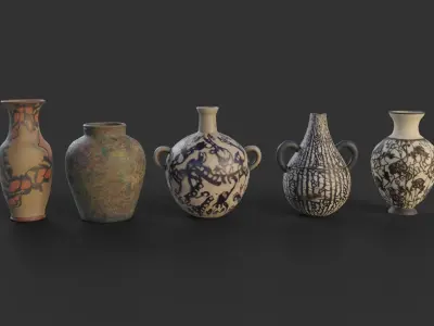 Old Vases Collection Low-poly 3D model