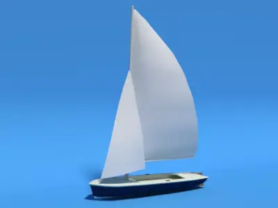 Low Poly Cartoon Flying Scot Dinghy Sailboat Low-poly 3D model