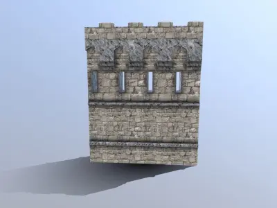 Medieval French Castle Wall Low-poly 3D model