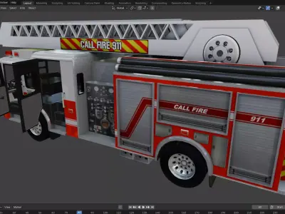 Fire truck animated  Low-poly 3D model