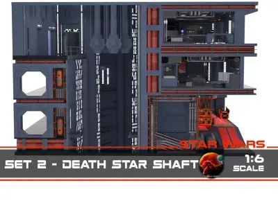 Set 2 - Death Star Shaft 1-6 scale Hottoys 3D print model