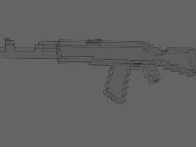 AK-74 pixel weapons Low-poly 3D model