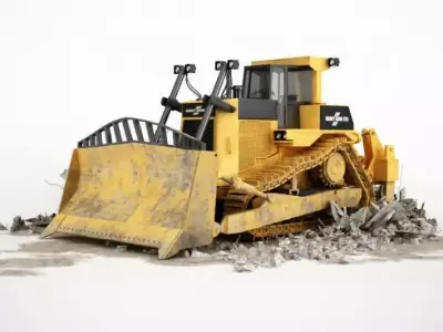 Metal Yellow Bulldozer 3D model