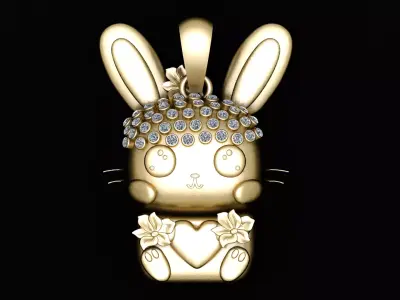 Diamond Bloom Bunny Charm 3D print model