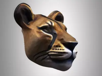 Lioness Face Mask Low-poly 3D model