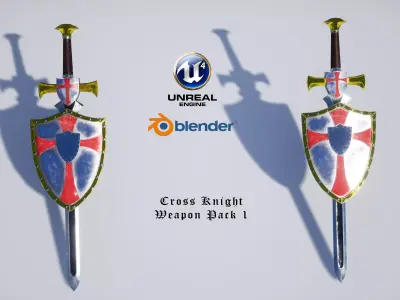 Cross Knight Weapon Pack 1 3D Model Collection
