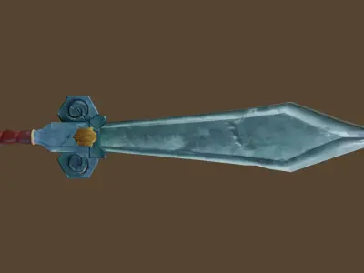 Stylized hand-painted sword Low-poly 3D model