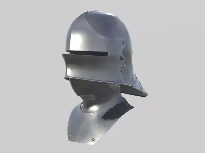 Medieval Sallet Helmet 02 Low-poly 3D model