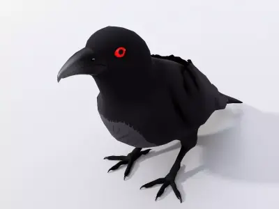Raven crow cartoon 3d model  Low-poly 3D model