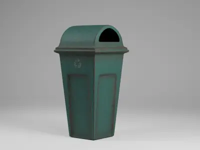 Plastic Trash Can Lowpoly Low-poly 3D model