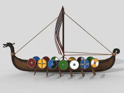 Low poly Viking Ship Low-poly 3D model