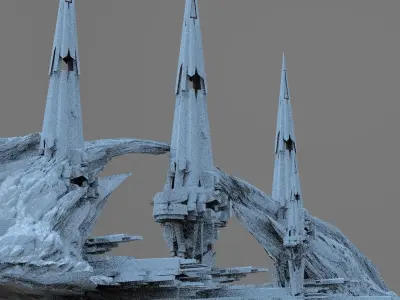 Sci fi Magma Cliff bridge 5  3D model