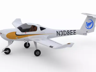 Aircraft Diamond DA20 Golden Low-poly 3D model