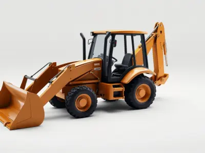Modern Industrial Backhoe Loader Machine Low-poly 3D model
