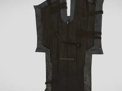 Large wood shield Low-poly 3D model